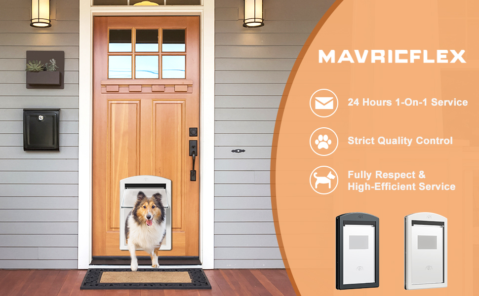 MAVRICFLEX Dog Door for Large Dogs, White Frame Door for