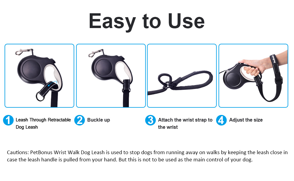 PetBonus Short Dog Leash, Safety Wrist Strap for