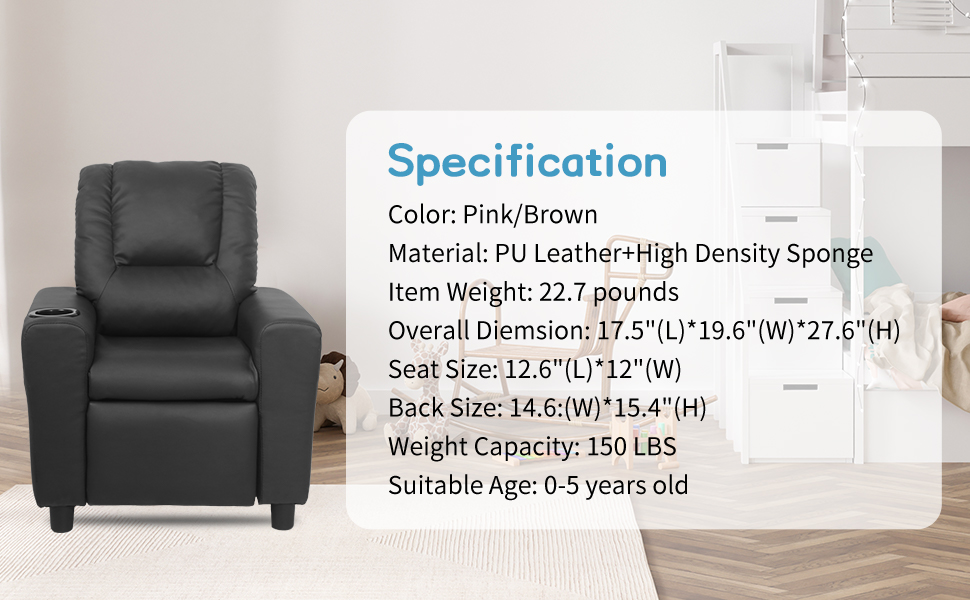 GNMLP2020 Kids Recliner Chair with Cup Holder and Side