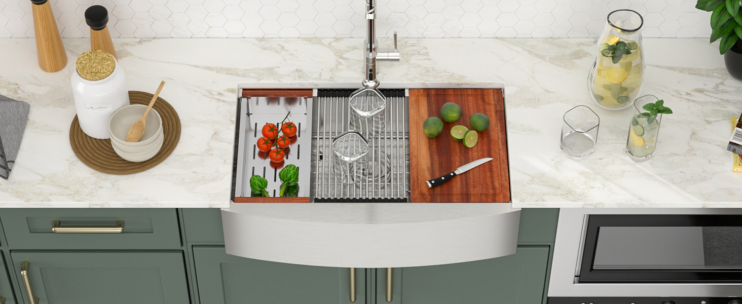 fregadero de cocina bajo encimera