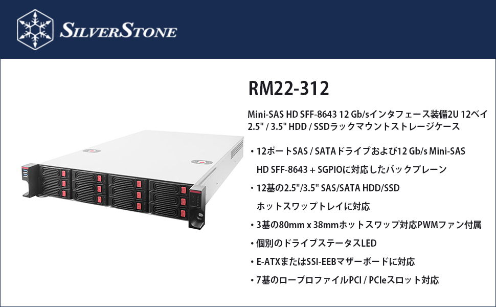 ☆セール Silver Stone SILVERSTONE SST-RM22-312 2U 12ベイ2.5インチ