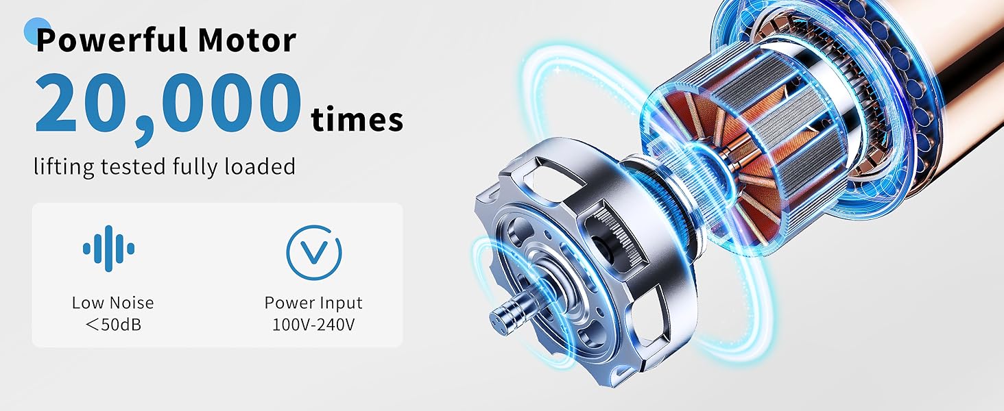 Powerful Motor 20,000 times lifting tested fully loaded