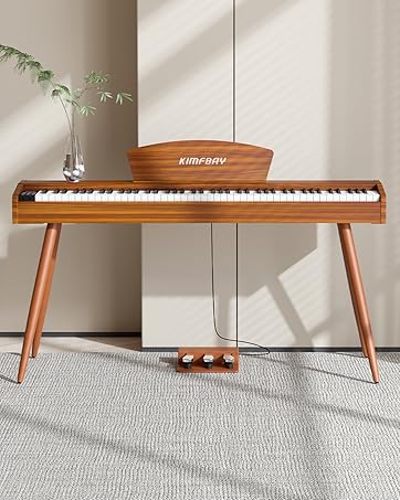 ❣️電子ピアノ❣️88鍵盤スタンド付き 軽量 ポータブル 電子 ベージュ Amazon | KIMFBAY 電子ピアノ 88鍵盤スタンド付き 軽量