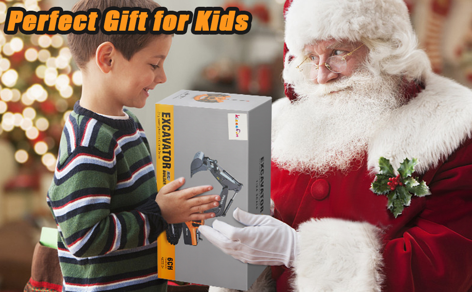 a boy giving a christmas gift to a santa claus.