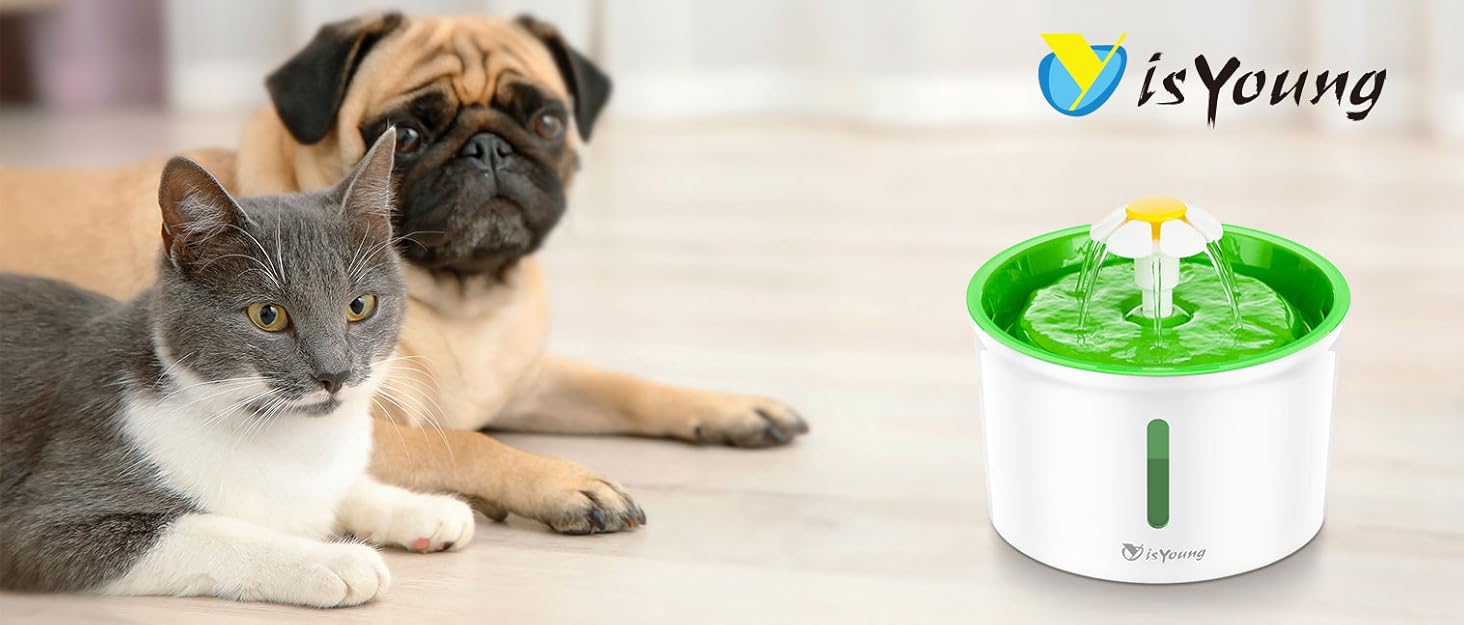 isYoung Cat Fountain 1.6L Automatic Pet Water Fountain Pet