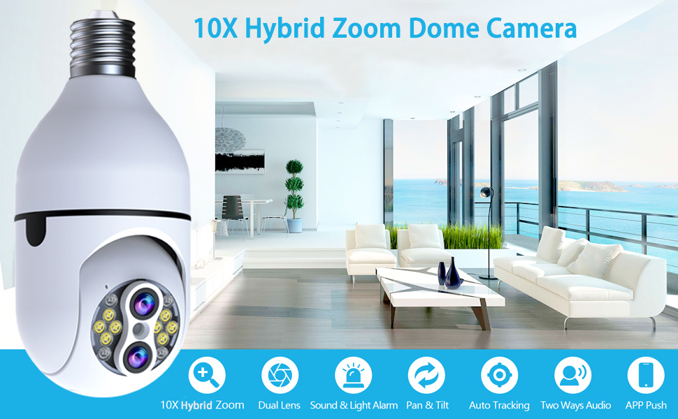 Safecam 360°Panorama Dual Lens 10X Zoom Light Bulb