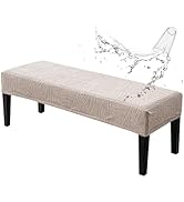 Genina Stretch Jacquard Dining Bench Cover - Anti-Dust Removable Bench Slipcover Washable Bench S...