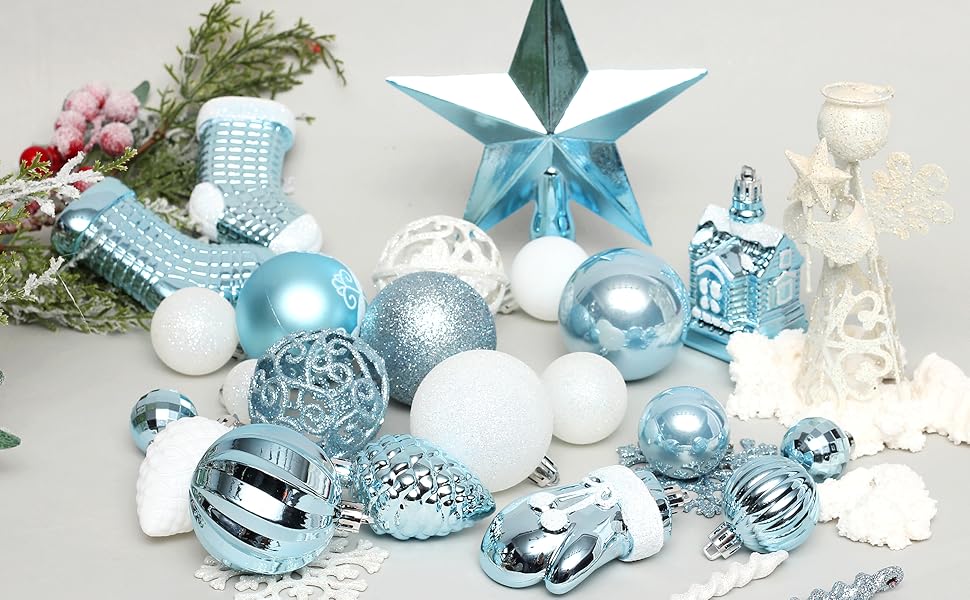 Christmas Tree Ornaments Set, 132 Pack Christmas Ornaments