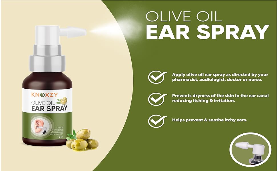 Knoxzy Olive Oil Ear Spray, Wax Removal Natural Olive Oil Spray for Ear