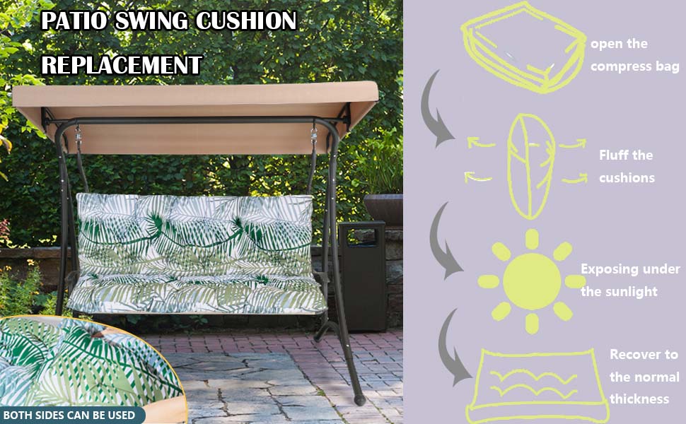 lsxlkha Outdoor Swing Cushions 3 Seater Waterproof, Swing