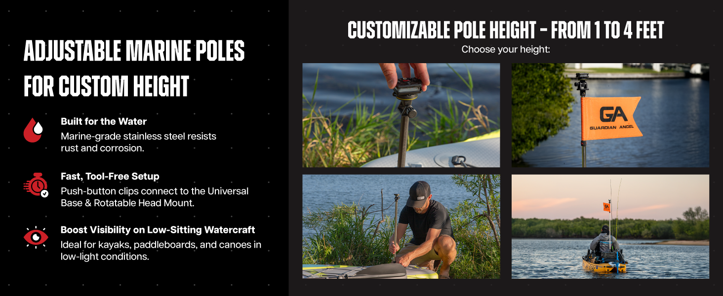 adjustable marine poles for custom height