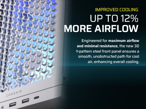 steel front panel; high airflow panel; high airflow case; y-pattern front panel; high cooling case;