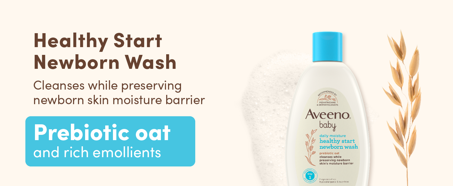 Healthy Start Newborn Baby Wash gently cleanses while preserving newborn skin moisture barrier