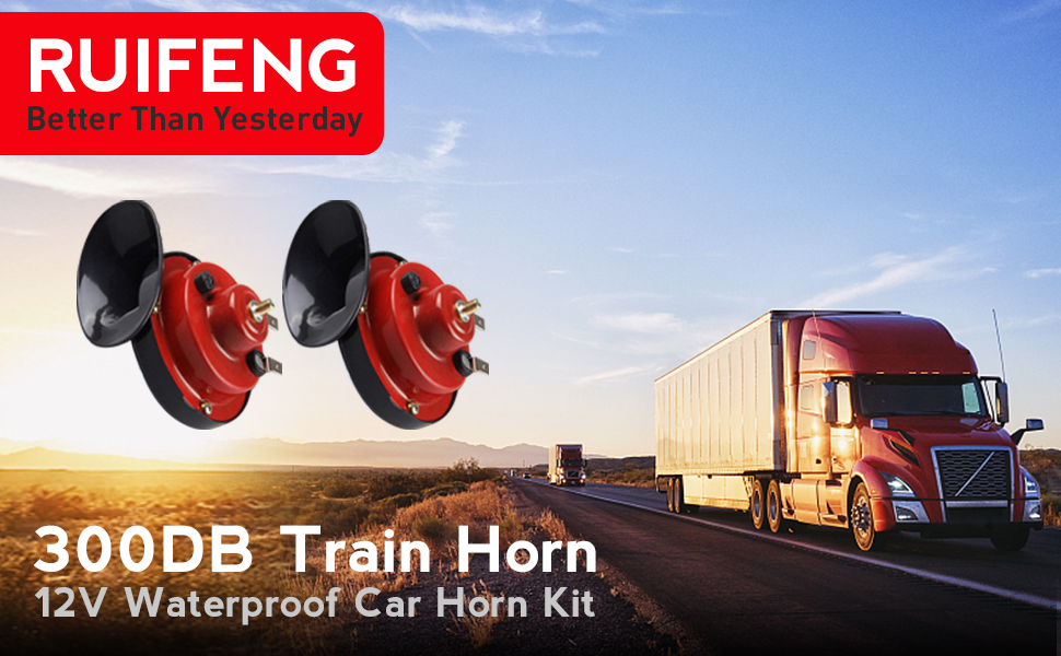 RUIFENG 2 pcs 300 DB Extra Loud Train Horn for Truck Train Boat Car Air Motorized