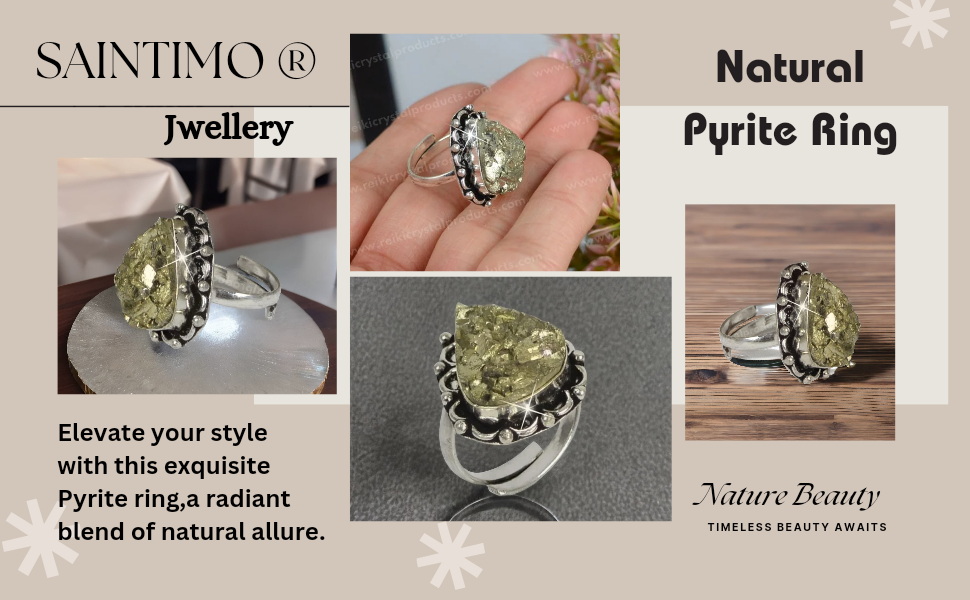 Pyrite crystal ring