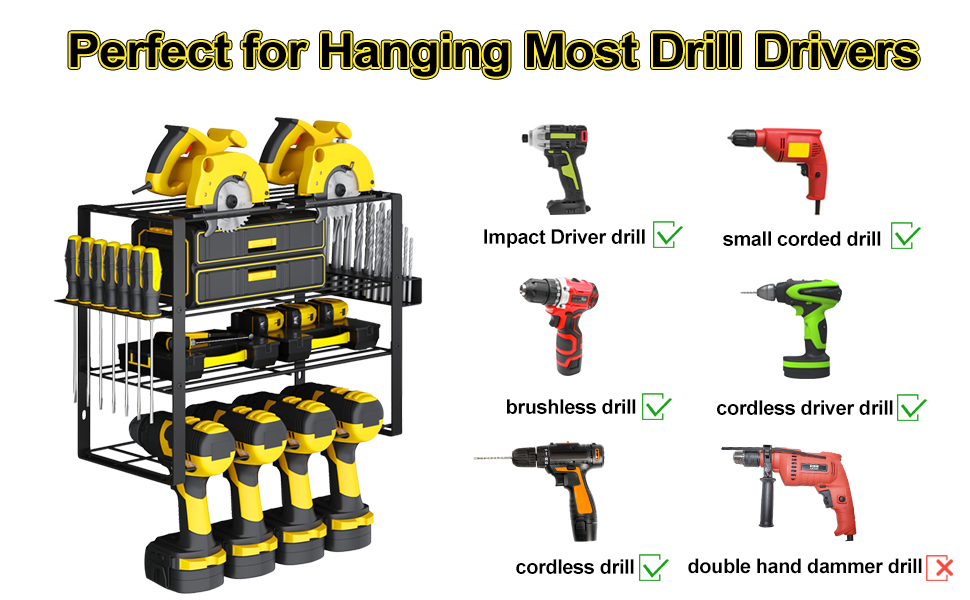 EAXCK Power Tool Organizer, Garage Tool Storage, Drill Holder Wall Mount, Heavy Duty