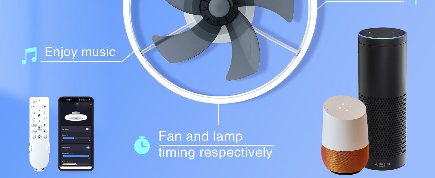 DewShrimp Wifi Low Profile Ceiling Fan Flush Mount
