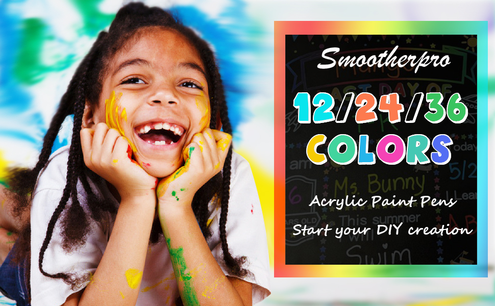 SMOOTHERPRO Acrylic Paint Pens Brush Tip 12 Metallic Colors