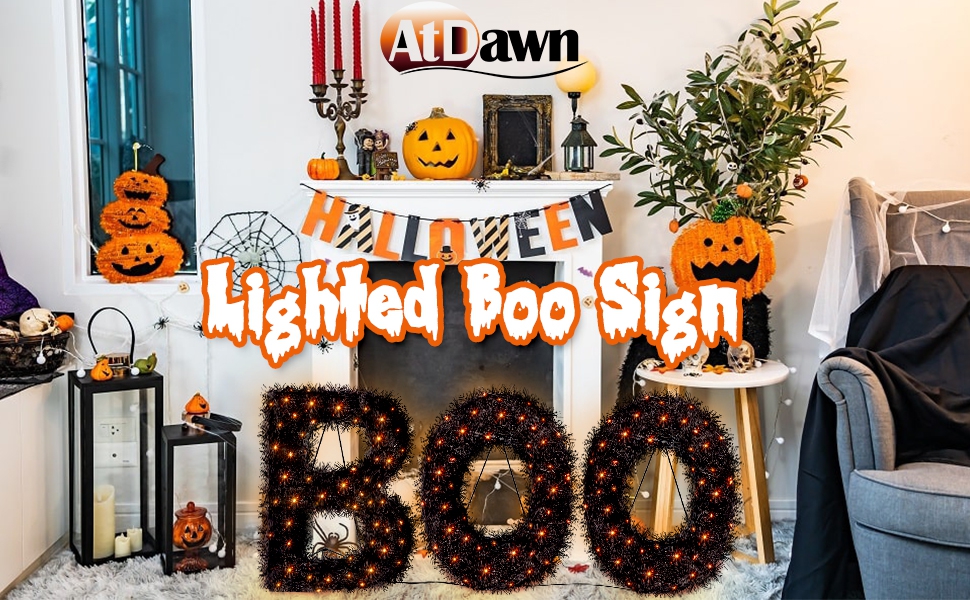 ATDAWN 3 Piece Outdoor Boo Sign Halloween Decoration