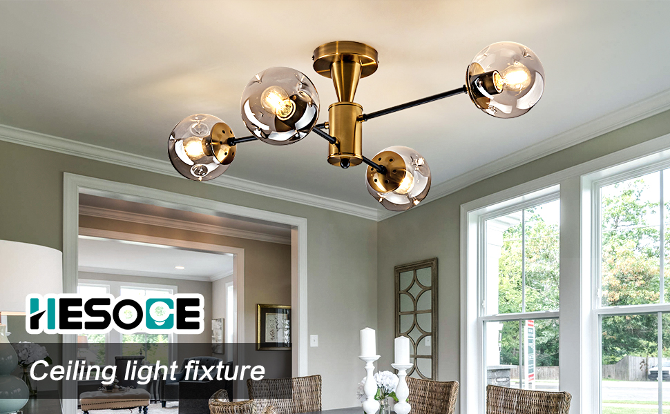 HI-GOLD - ys53 Amazon.com: hesoge Modern Semi Flush Mount Ceiling Light