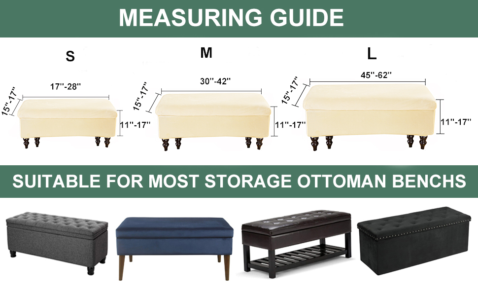 Storage Ottoman Cover,Stretch Velvet Rectangle Storage Bench Cover Knitted Jacquard