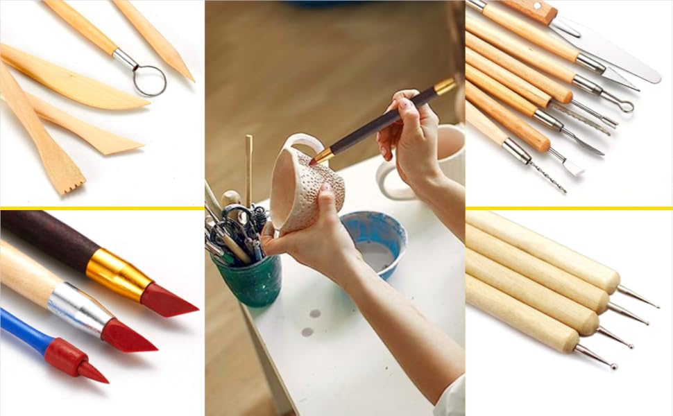 52 Pcs Pottery Clay Sculpting Tool Set Contains 2 Bags