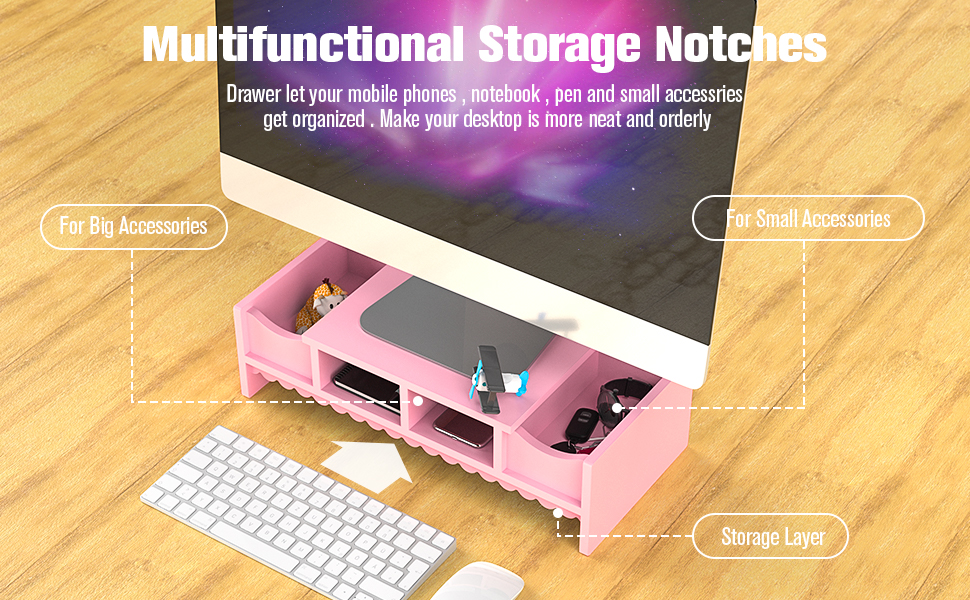 Tofficu Creative Computer Monitor Shelf, Multifunctional