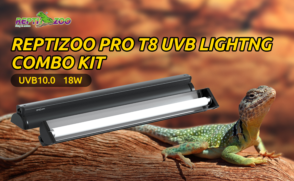 REPTI ZOO T8 UVB Lighting Fixture for Reptiles,18W Reptile