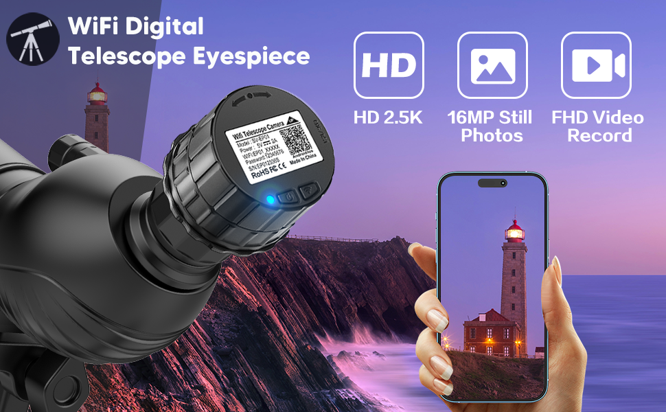 WiFi Electronic Eyepiece,Telescope Accessories,Telescope