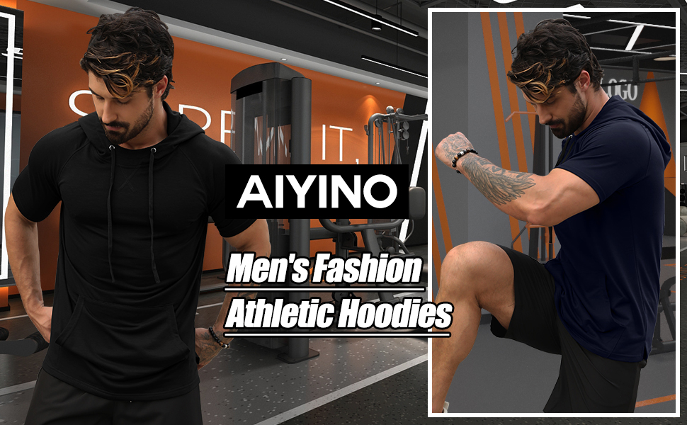 Mens Short Sleeve Gym Muscle Hooded T Shirt