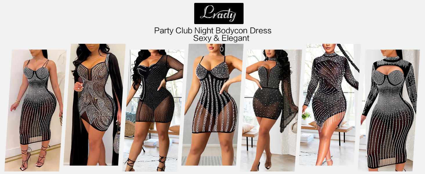 Women Sexy Hot Drilling Process Sexy Dress Party Club Night Dress