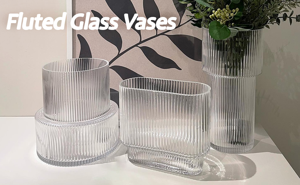 YANWE Clear Glass Vase, Flower Vase for Centerpieces