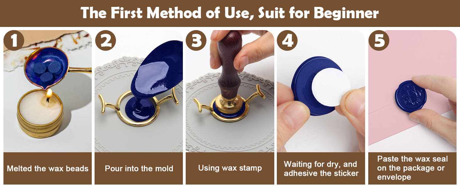 5+29 Pcs Metal Wax Seal Mold, Luxiv Gold Wax Seal Stamp