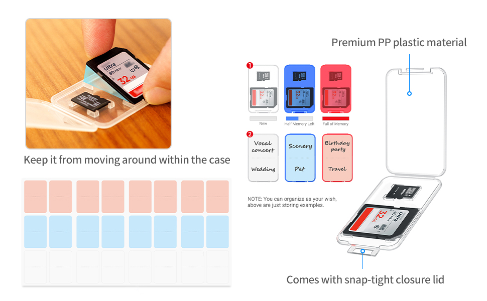 Kiorafoto Memory Card Case with 24 Pack Clear Plastic