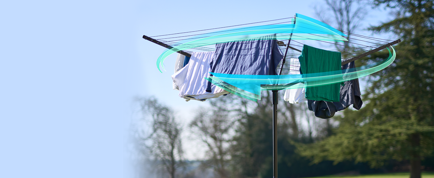 45m Rotating Heavy Duty Clothes Airer Outdoor Garden 4 Arm Rotary Washing Line