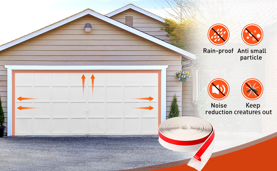Beengou 32 FT Garage Door Top and Side Seal, White Weatherproof Strip Rubber Weather Stripping