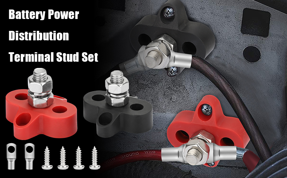 M8 Battery Power Distribution Terminal Block, DC 12V48V Heavy Duty 5/