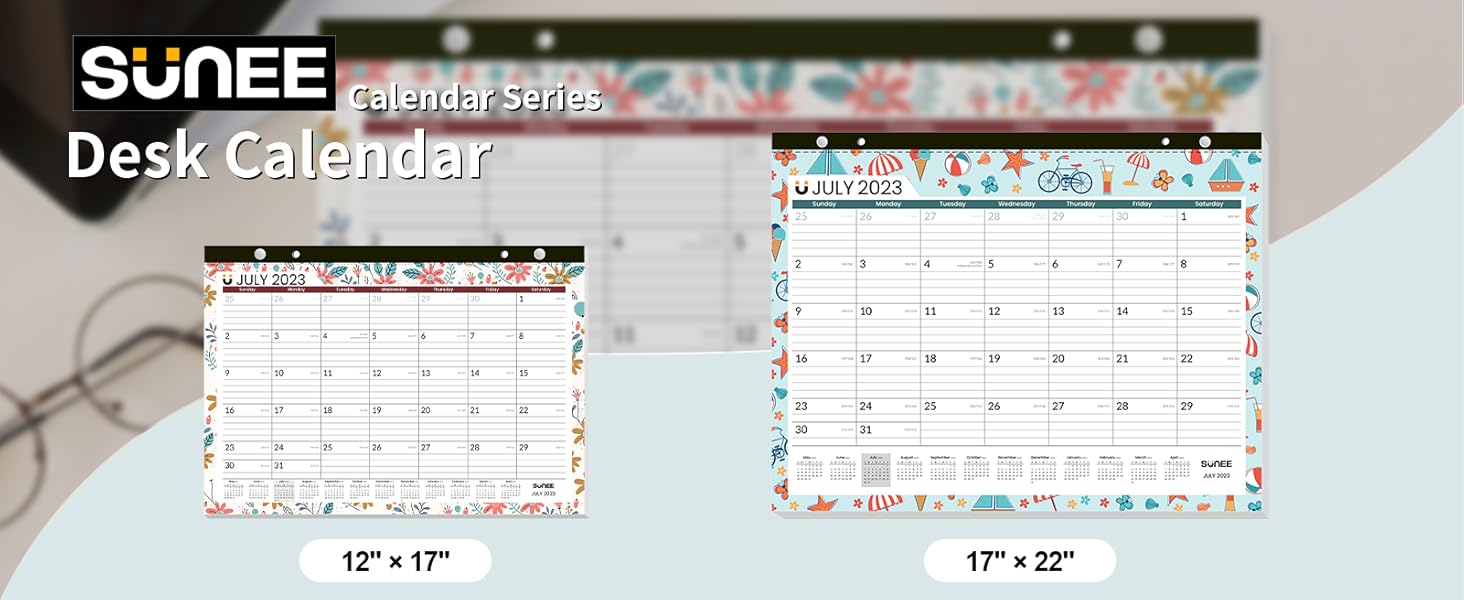 SUNEE Desk Pad Calendar 20232024 Large 17x12, 18 Months