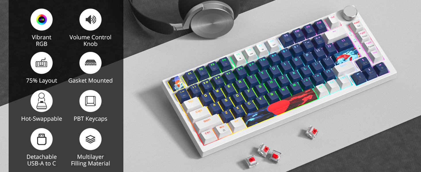 white blue keyboard