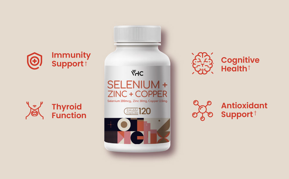 Selenium Plus Zinc Copper Supplement Capsule, 200mcg + 30mg