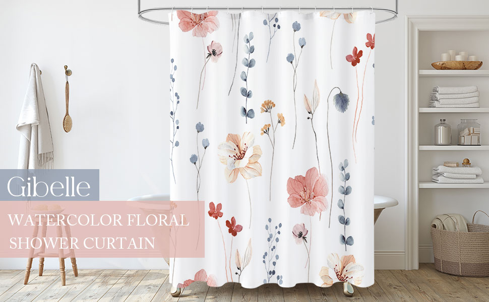Gibelle Extra Long Shower Curtain 72 x 84, Watercolor
