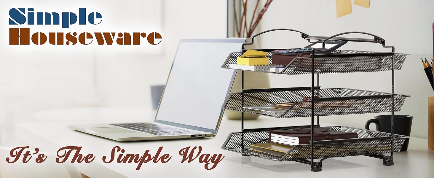 Simple Houseware 3 Tier Stackable Desktop Document Letter
