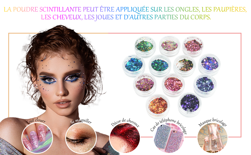 Maquillage kit squelette, aqua (transferts, paillettes, peinture