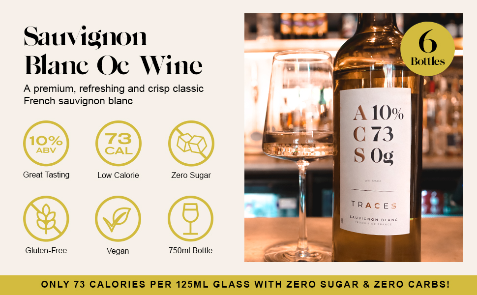 TRACES Lifestyle Sauvignon Blanc 6x750ml Only 73 Cals, ABV 10