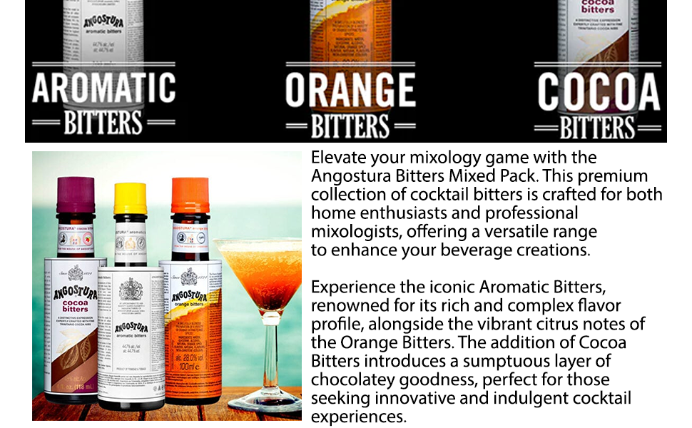 Angostura Bitters Mixed 3 Pack Aromatic, Orange and