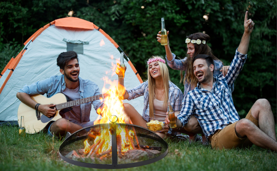 Heavy Duty Fire Pit Spark Screen Cover Accessory, 20In Easy