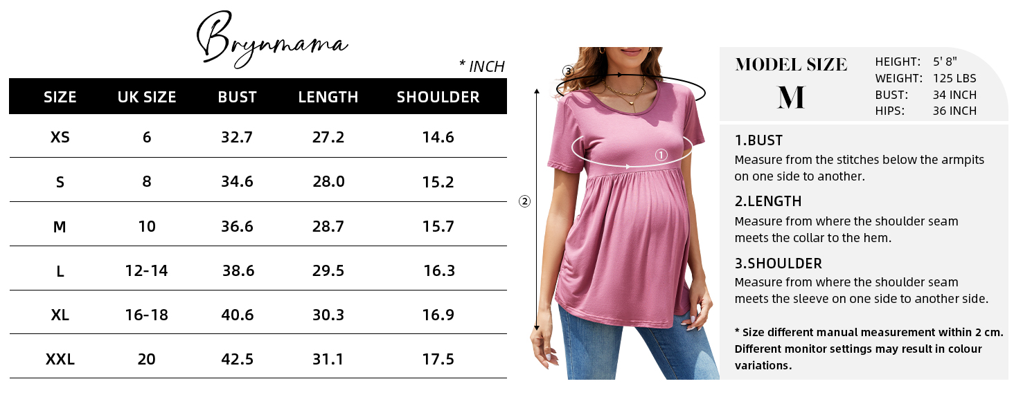 Brynmama Women's Maternity Tops Summer Short Sleeve Maternity Shirts Ruffle Peplum Pregnancy Clothes