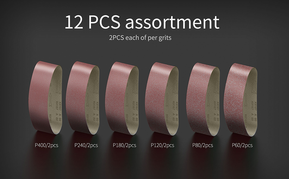 Faoyoon 6x48 Sanding Belts for Woodworking, 12 Pcs Belt Sander Paper