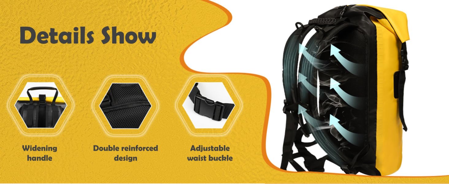 SurfPaws Waterproof Backpack - Outdoor Dry Bag for Boating, Camping, Rafting, Fishing, and More