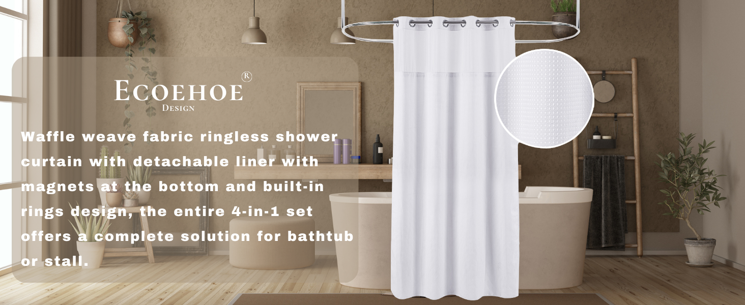 no hooks shower curtain with built in liner hotel quality classic french elegant style